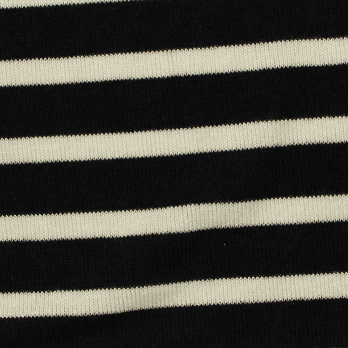 Black Horizontal-Stripe Jersey Knit, Viscose-Poly, 210 gsm, 145 cm