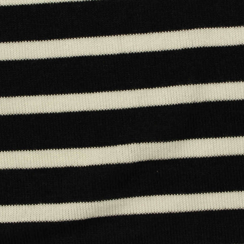 Black Horizontal-Stripe Jersey Knit, Viscose-Poly, 210 gsm, 145 cm