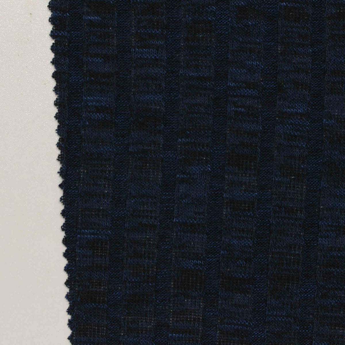 Dark Blue Marl Rib Knit, Viscose-Poly, 200 gsm