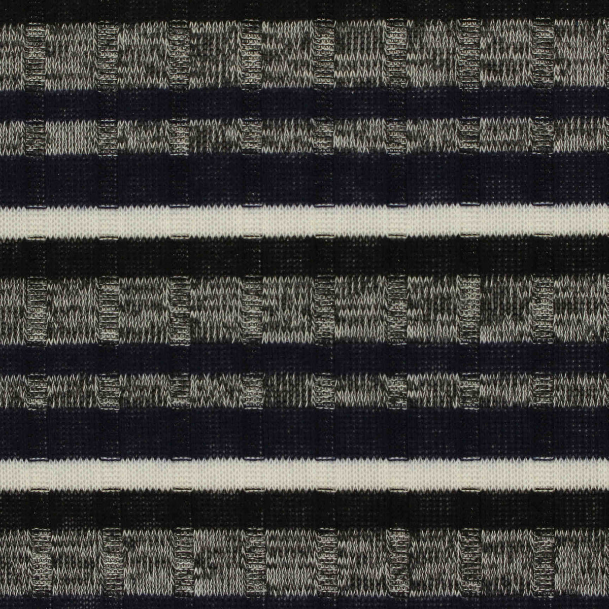 Cream Horizontal-Stripe Rib Knit, Polyester, 180 gsm