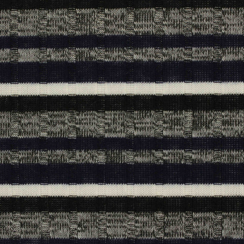 Cream Horizontal-Stripe Rib Knit, Polyester, 180 gsm