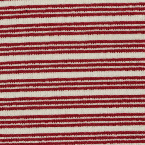 Red Horizontal-Stripe Rib Knit, Poly-Cotton