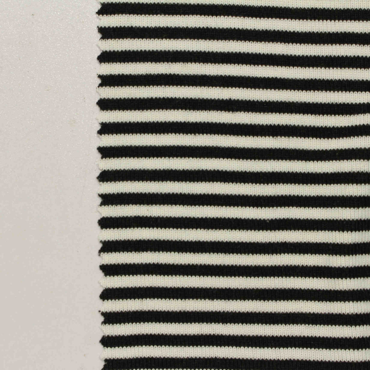 Black Horizontal-Stripe Rib Knit, Poly-Viscose, 240 gsm