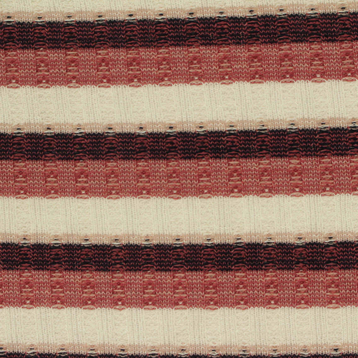Cream Horizontal-Stripe Rib Knit, Poly-Viscose, 260 gsm