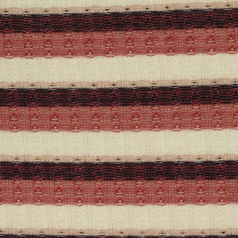 Cream Horizontal-Stripe Rib Knit, Poly-Viscose, 260 gsm