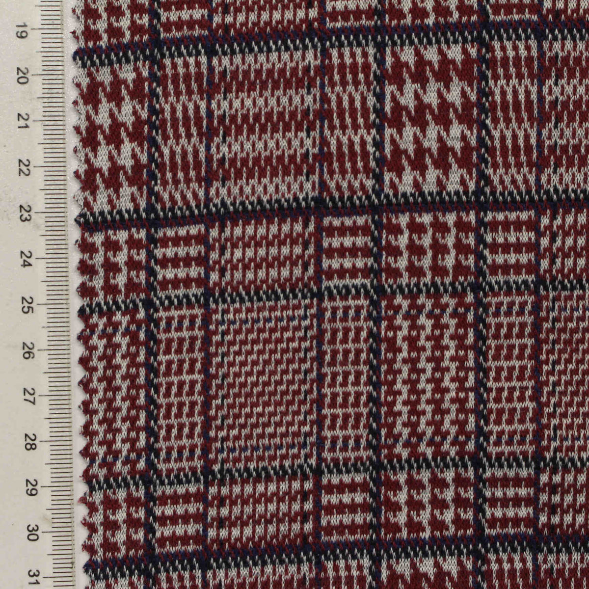 Burgundy Plaid Knit, Poly-Viscose