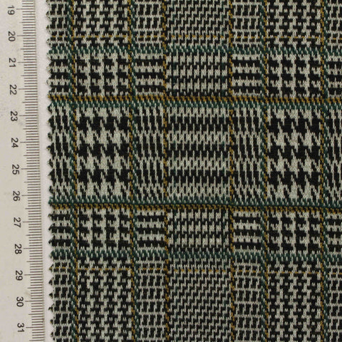 Black Houndstooth Jacquard, Poly-Viscose, 240 gsm