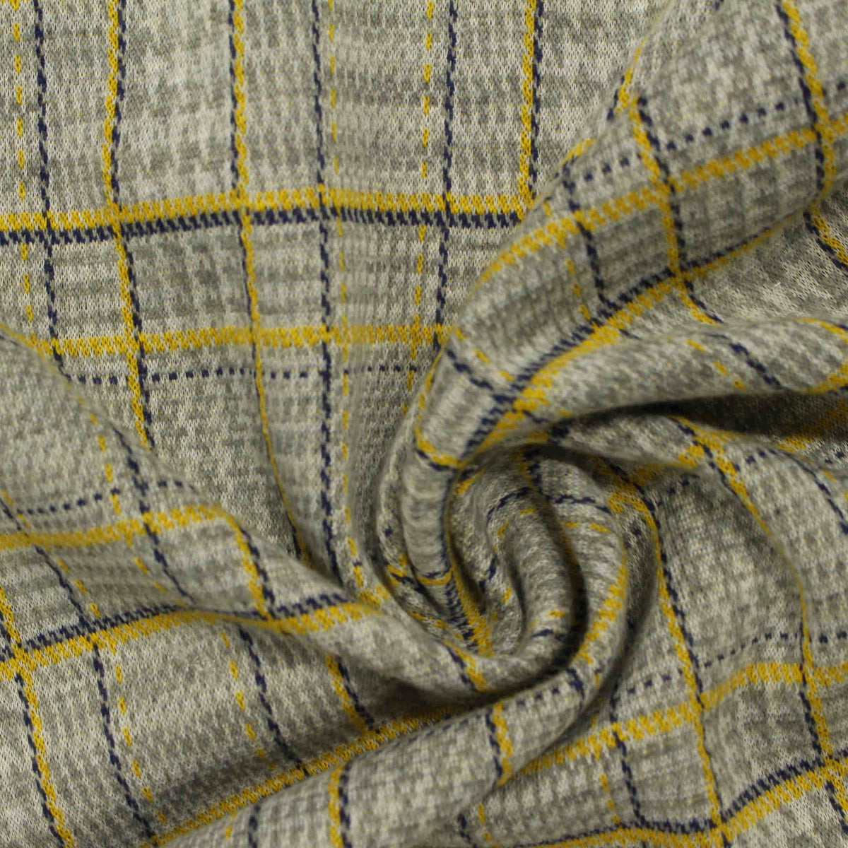 Grey Plaid Knit, Poly-Viscose