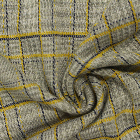 Grey Plaid Knit, Poly-Viscose