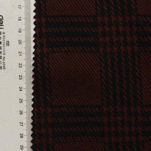 Dark Red Plaid Jacquard, Polyester, 260 gsm