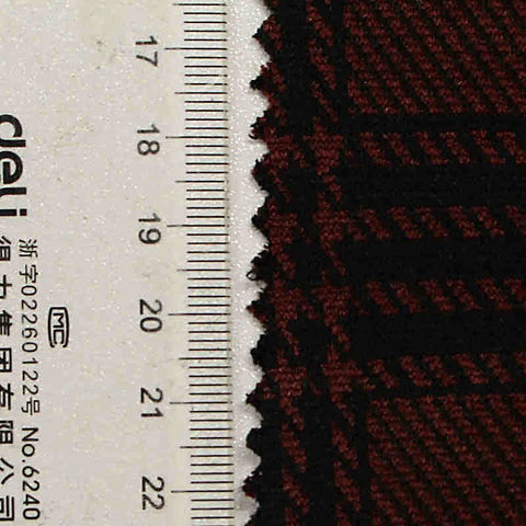 Dark Red Plaid Jacquard, Polyester, 260 gsm
