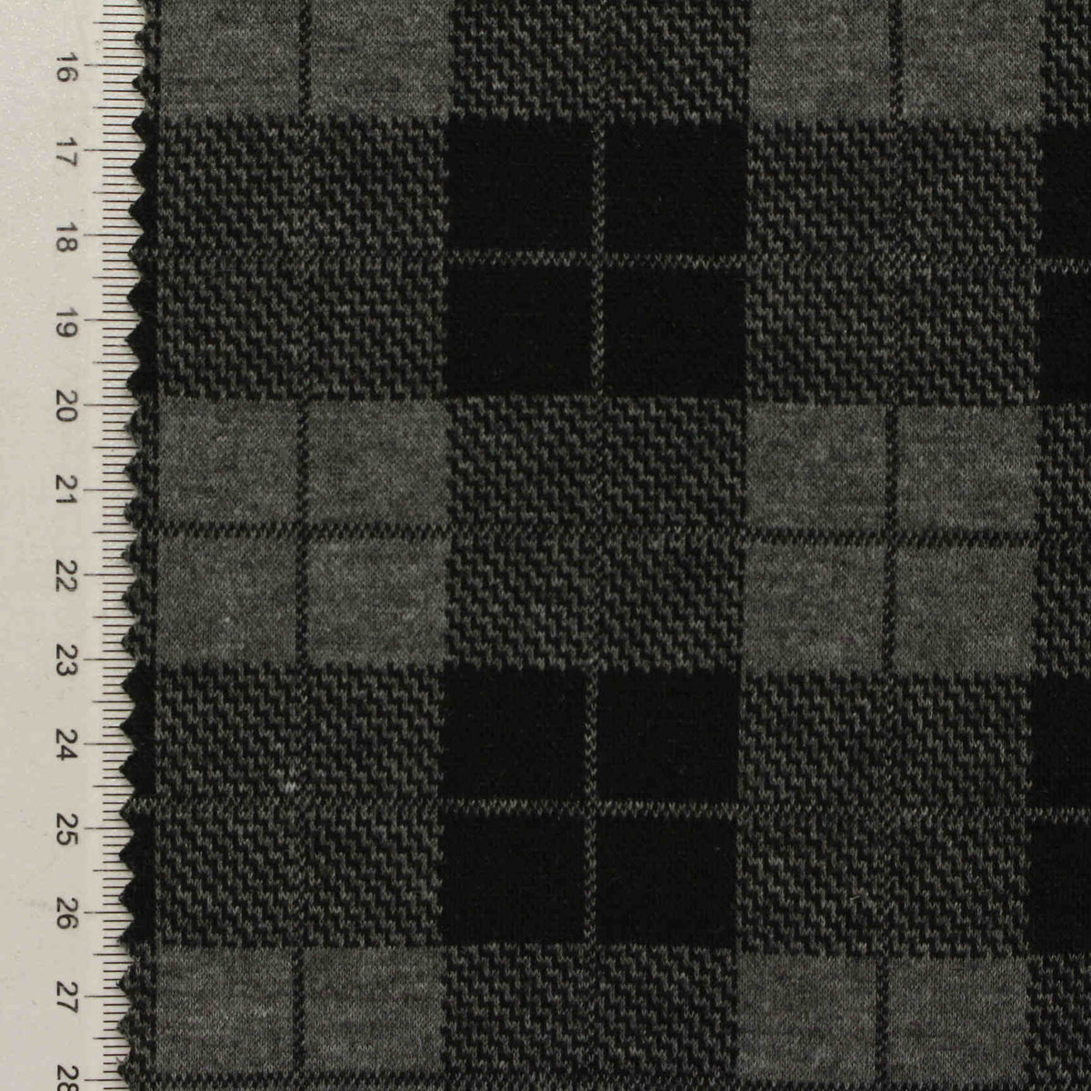 Grey Plaid Rib Knit, Polyester