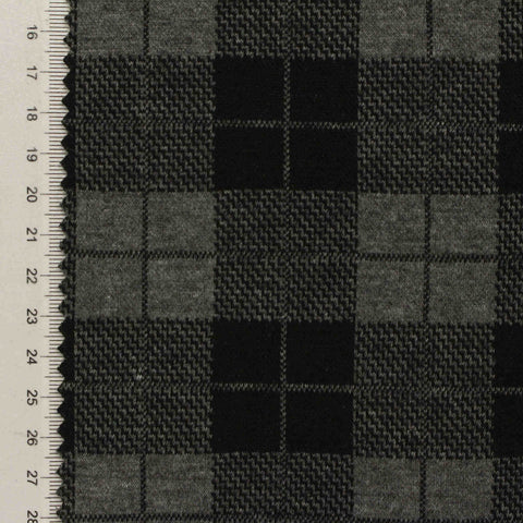 Grey Plaid Rib Knit, Polyester