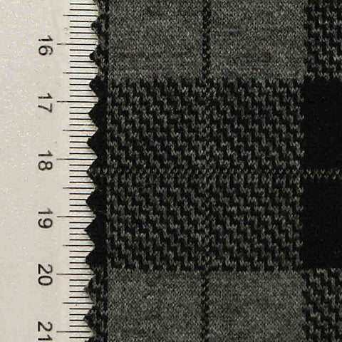 Grey Plaid Rib Knit, Polyester