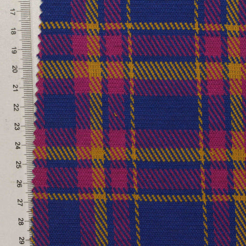 Blue Plaid Jacquard, Poly-Viscose, 270 gsm