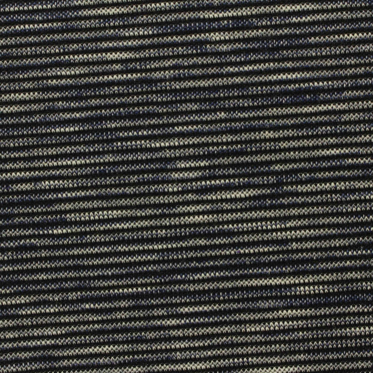 Black Horizontal-Stripe Interlock Knit, Poly-Cotton, 230 gsm