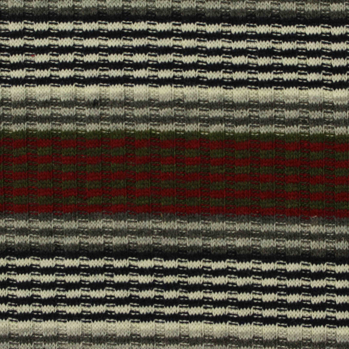 Red Horizontal-Stripe Rib Knit, Poly-Viscose, 230 gsm, 170 cm