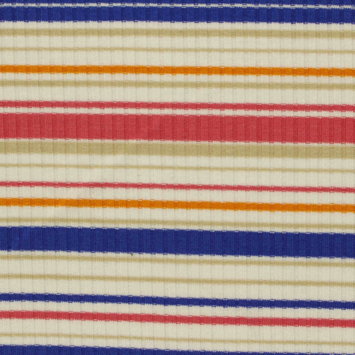 Blue Horizontal-Stripe Rib Knit, Viscose, 180 gsm