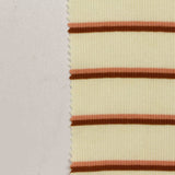 Cream Horizontal-Stripe Rib Knit, Cotton-Poly
