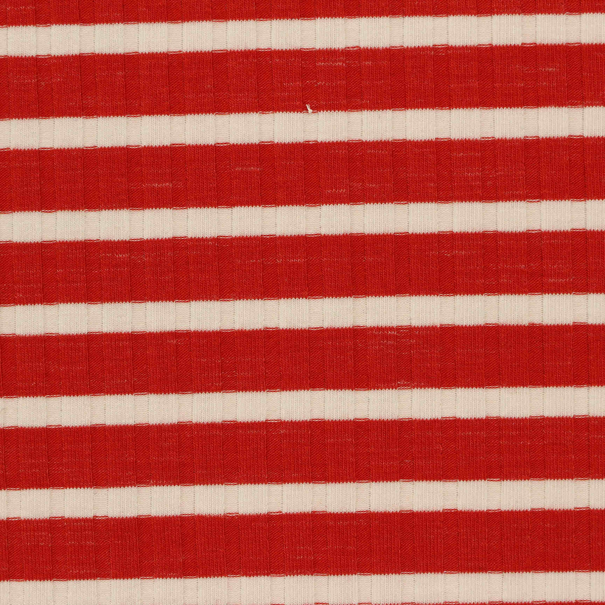Red Horizontal-Stripe Rib Knit, Viscose-Poly