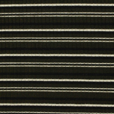 White Horizontal-Stripe Rib Knit, Polyester, 210 gsm