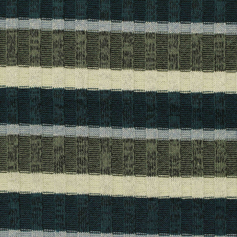 Teal Horizontal-Stripe Rib Knit, Poly-Viscose, 270 gsm