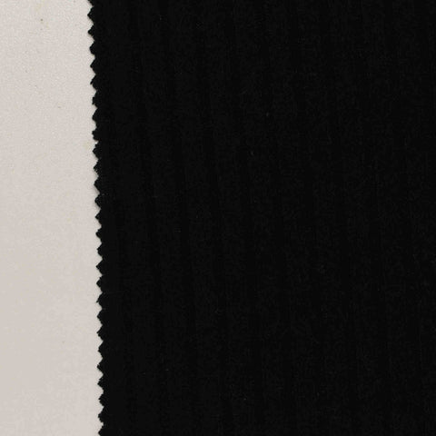 Brushed Polyester Viscose Stretch Rib Knit Fabric, 210 gsm, 145 cm — Black