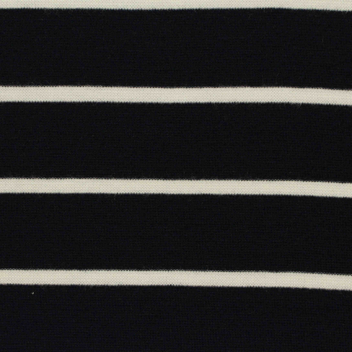 Black Horizontal-Stripe Rib Knit, Polyester, 260 gsm