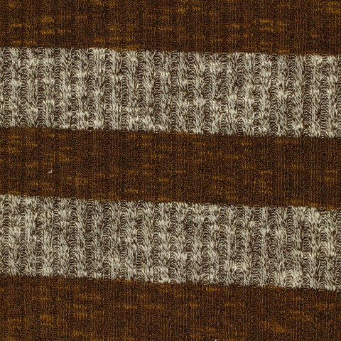 Brown Horizontal-Stripe Rib Knit, Poly-Viscose, 240 gsm, 150 cm