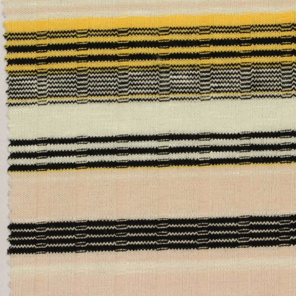 Yellow Horizontal-Stripe Rib Knit, Poly-Viscose, 215 gsm, 160 cm