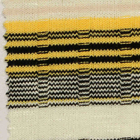 Yellow Horizontal-Stripe Rib Knit, Poly-Viscose, 215 gsm, 160 cm