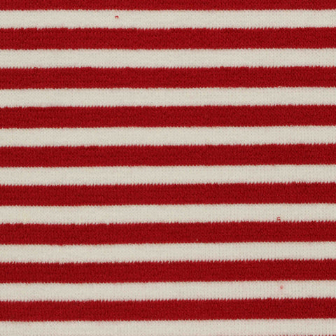 Red Horizontal-Stripe Interlock Knit, Poly-Viscose