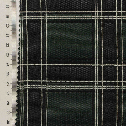 Dark Green Plaid Jacquard, Poly-Viscose