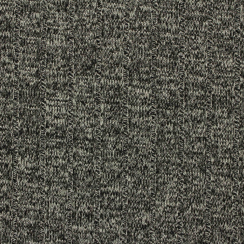 Black Marl Rib Knit, Polyester, 200 gsm