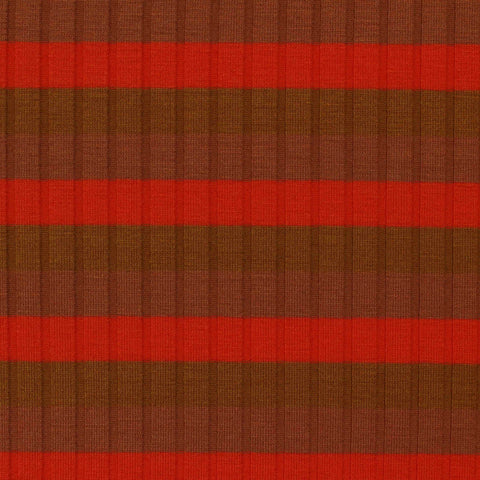 Red Horizontal-Stripe Rib Knit, Poly-Viscose, 230 gsm, 120 cm