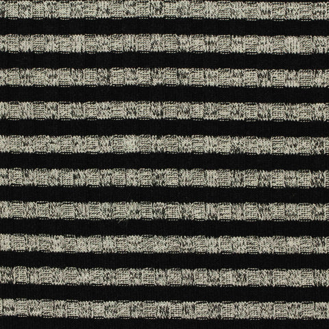 Black Stripes Rib Knit, Viscose-Poly, 285 gsm
