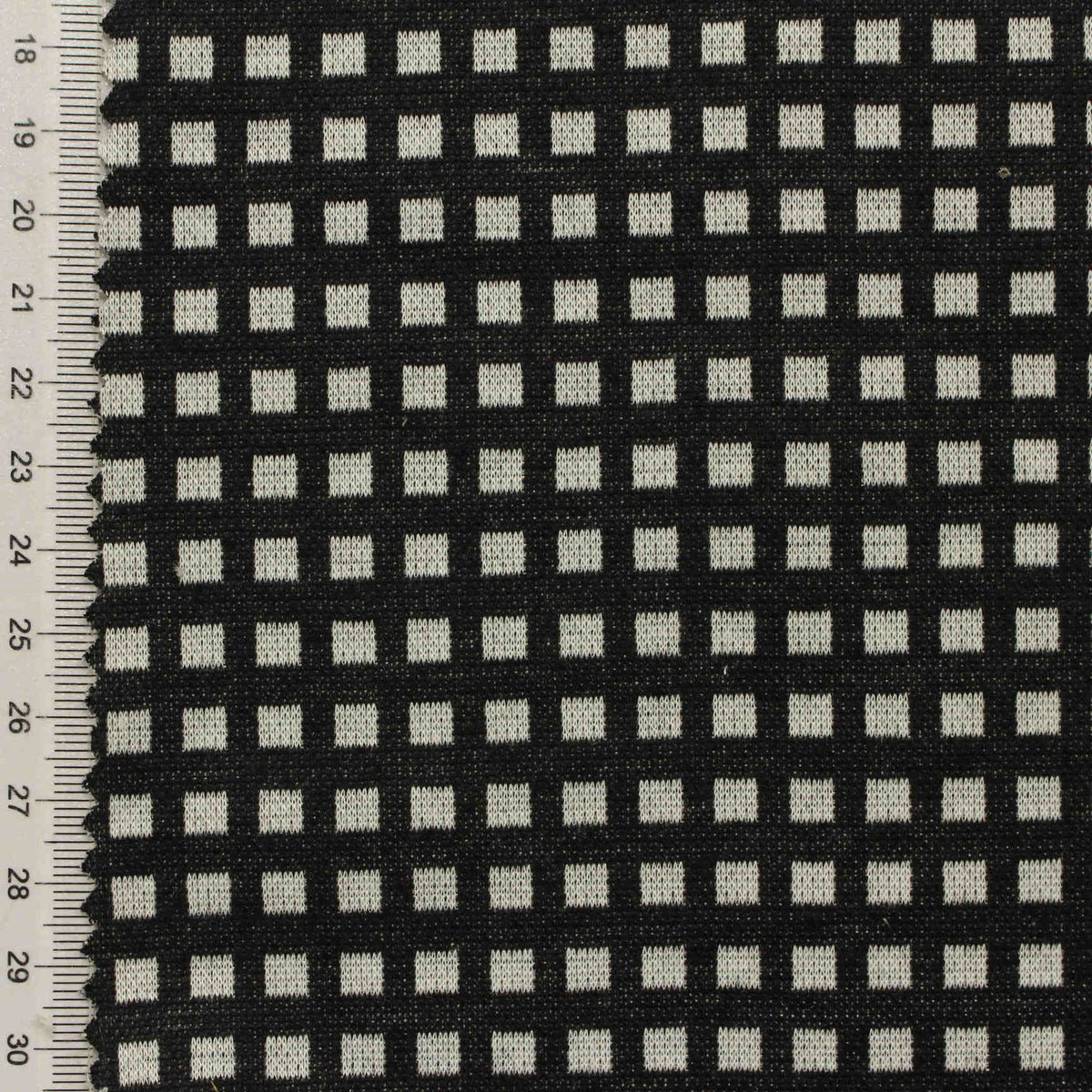 Black Check Knit, Polyester, 260 gsm, 160 cm