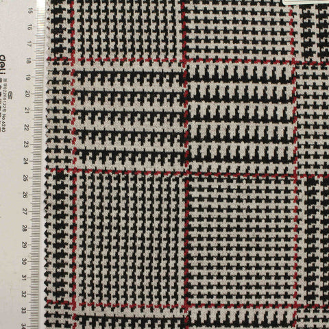 Black Houndstooth Knit, Polyester, 280 gsm, 150 cm