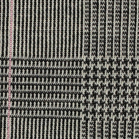 Black Plaid Interlock Knit, Polyester, 290 gsm