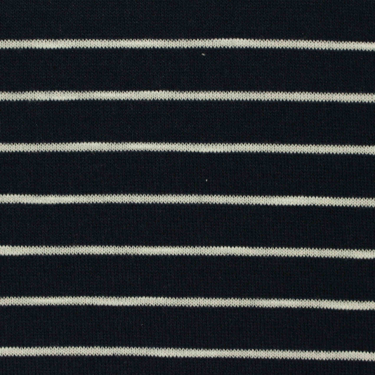 White Horizontal-Stripe Jersey Knit, Polyester, 180 gsm