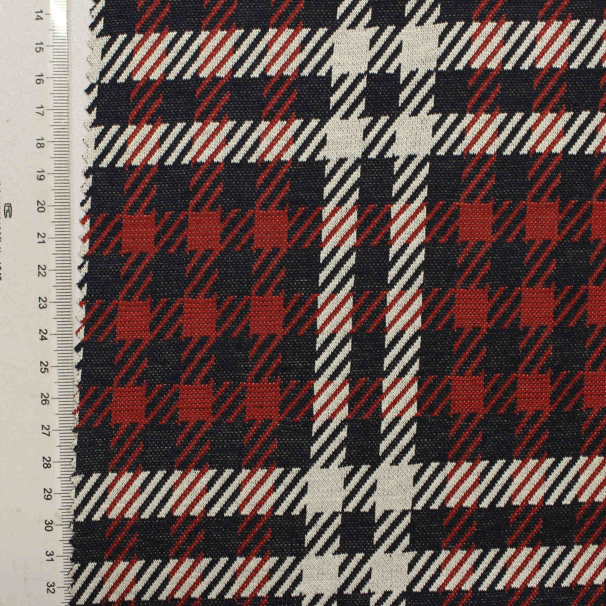 Navy Plaid Jacquard, Poly-Viscose, 260 gsm, 164 cm