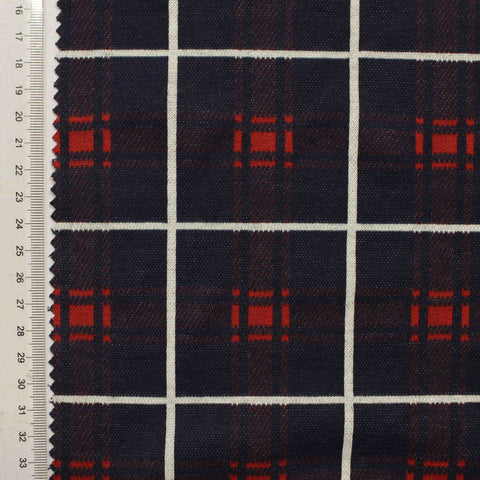 Navy Plaid Jacquard, Poly-Viscose, 260 gsm, 160 cm, ref EF-210807