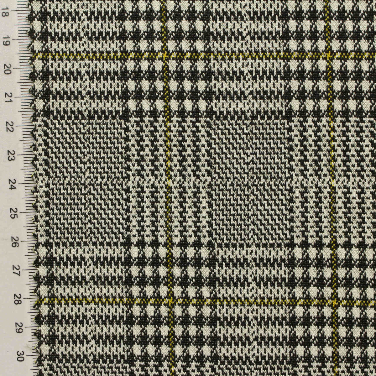 Black Plaid Interlock Knit, Polyester, 300 gsm