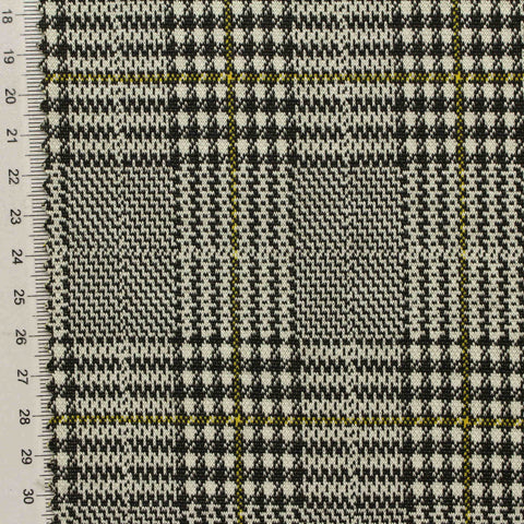 Black Plaid Interlock Knit, Polyester, 300 gsm