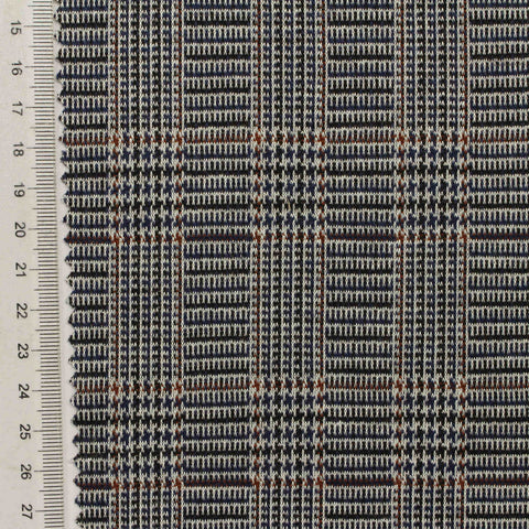 Dark Blue Plaid Jacquard, Poly-Viscose, 260 gsm