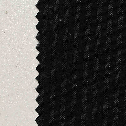 Black Vertical-Stripe Rib Knit, Polyester, 130 gsm