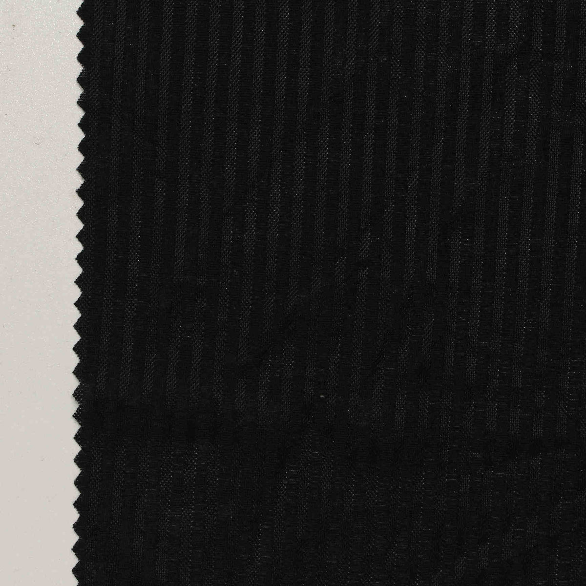 Black Vertical-Stripe Rib Knit, Polyester, 130 gsm