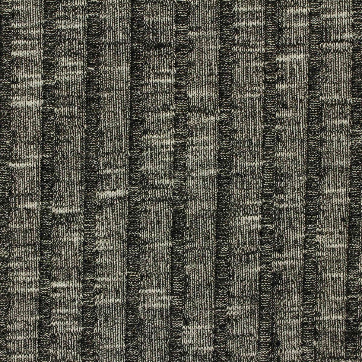 Black Marl Rib Knit, Poly-Viscose, 210 gsm