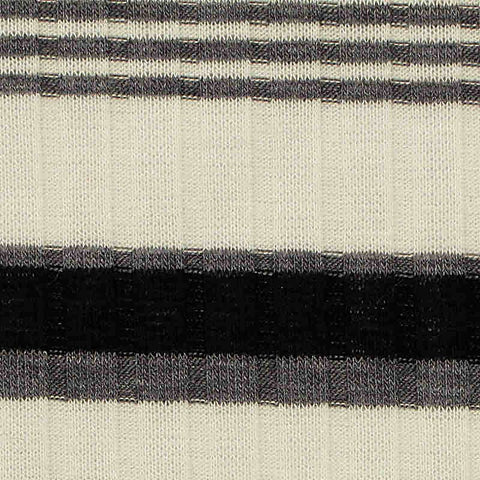 Off-White Horizontal-Stripe Rib Knit, Poly-Viscose, 160 gsm