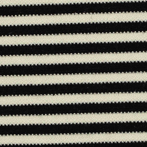 Black Horizontal-Stripe Jersey Knit, Poly-Viscose, 190 gsm, 165 cm